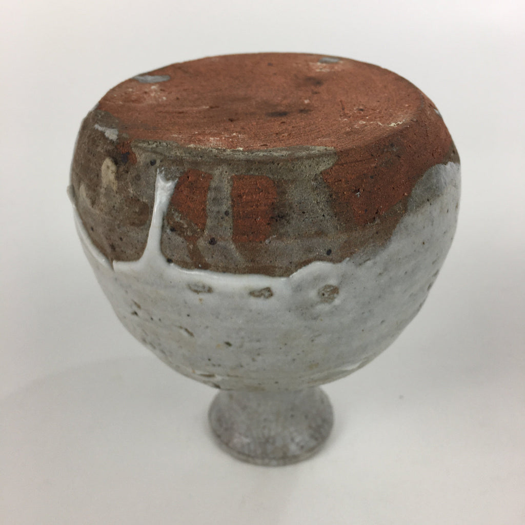 Japanese Ceramic Hagi Were Sake Bottle Vtg Pottery White Glaze Red Clay Tokkuri