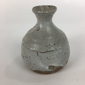 Japanese Ceramic Hagi Were Sake Bottle Vtg Pottery White Glaze Red Clay Tokkuri