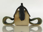 Japanese Ceramic Hina Doll Vtg Prince Girl's Day Festival Green Glaze ID470