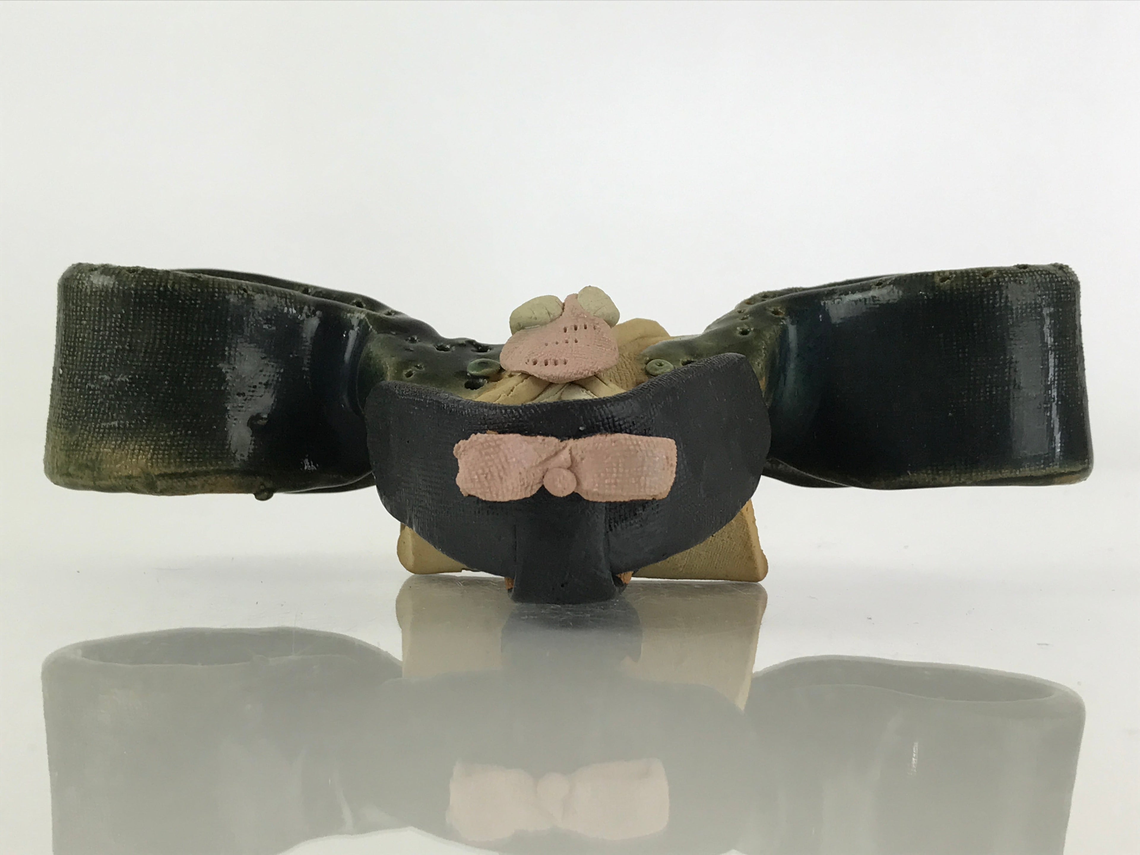 Japanese Ceramic Hina Doll Vtg Princess Girl's Day Festival Green Glaze ID471