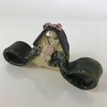Japanese Ceramic Hina Doll Vtg Princess Girl's Day Festival Green Glaze ID471