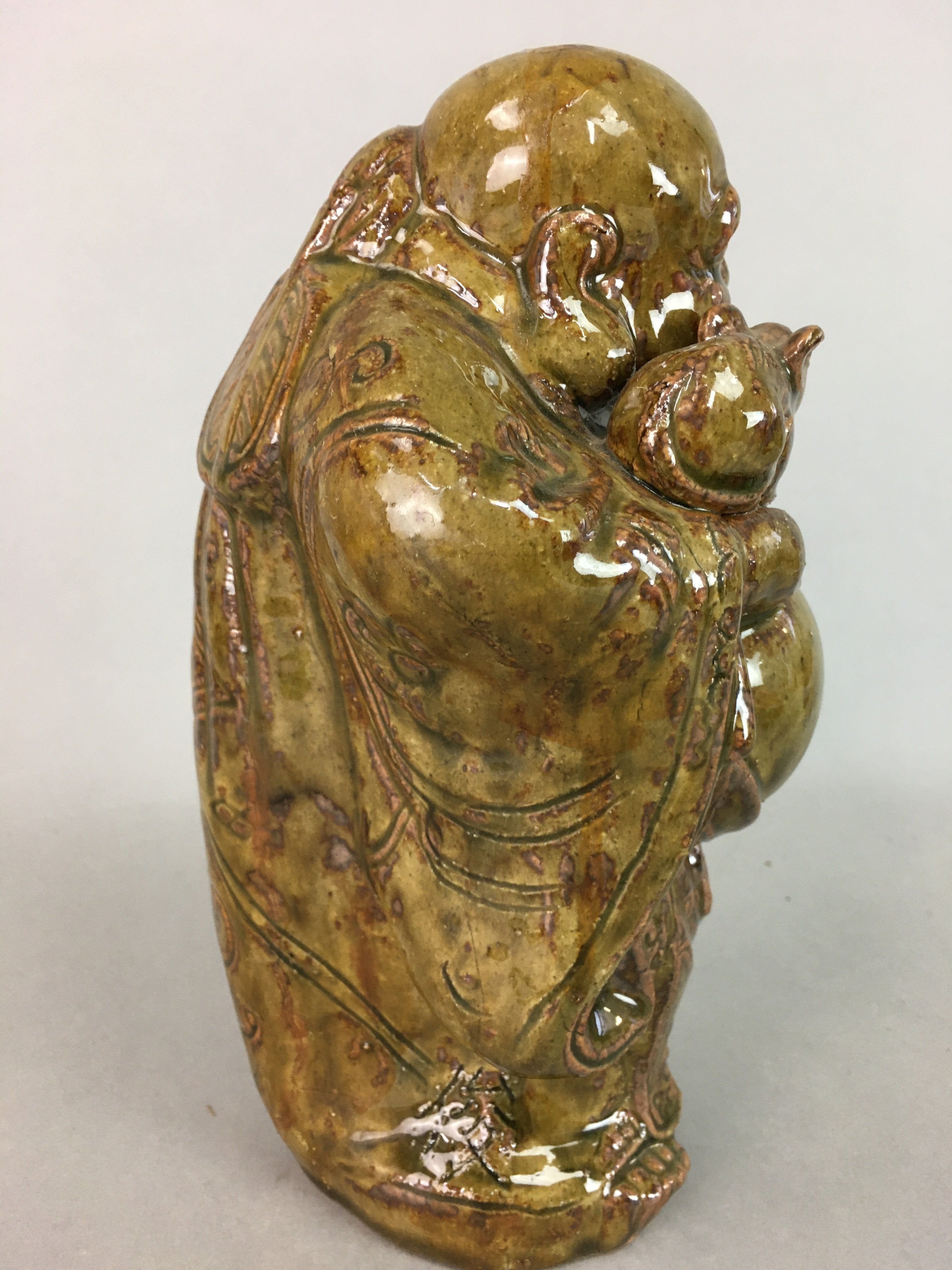 Japanese Ceramic Hotei-Son Statue Vtg 7 Gods Good Fortune Wealth BD540