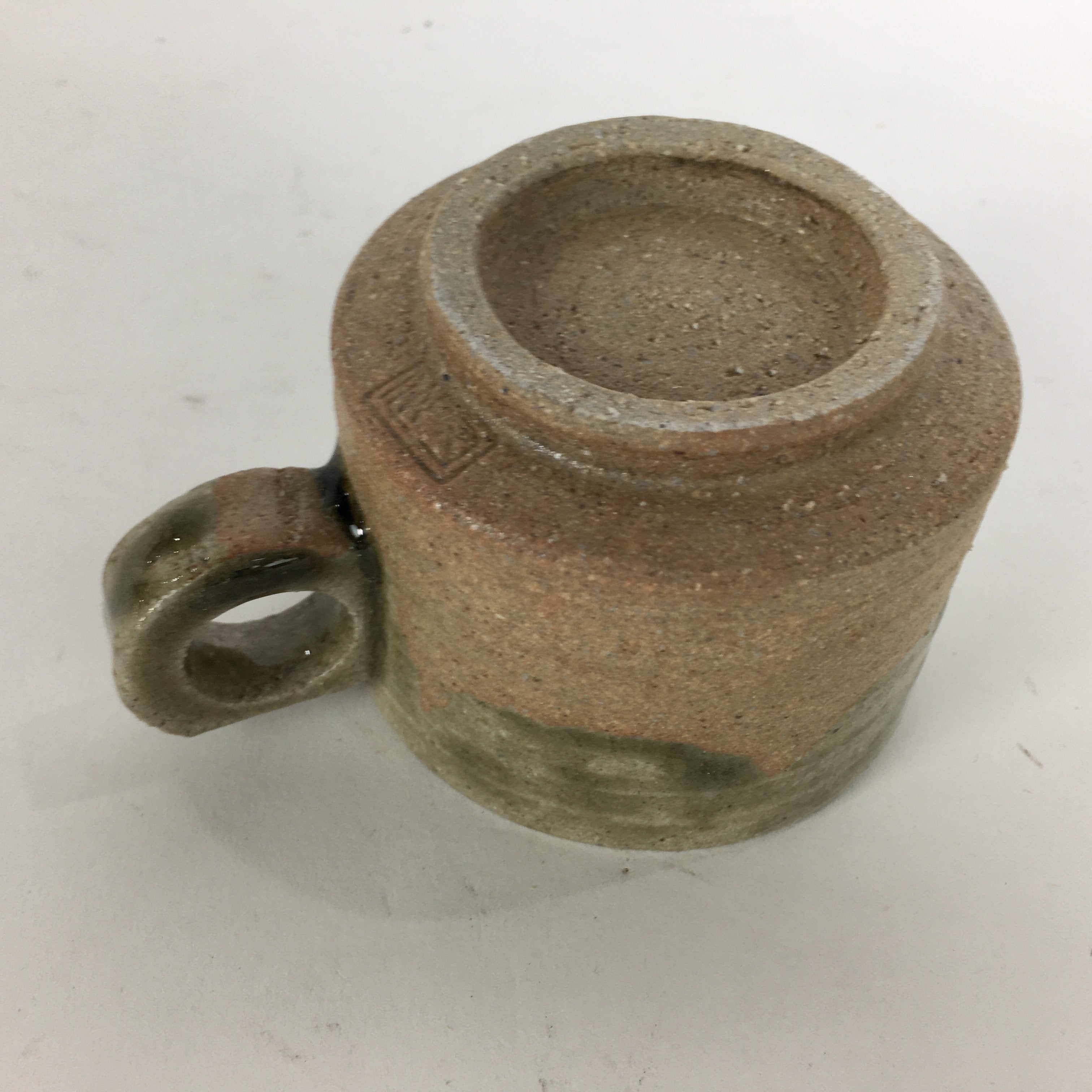 Japanese Ceramic Igayaki Teacup Mug Saucer Vtg Cup Plate Set Green Glaze PP571