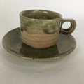 Japanese Ceramic Igayaki Teacup Mug Saucer Vtg Cup Plate Set Green Glaze PP571