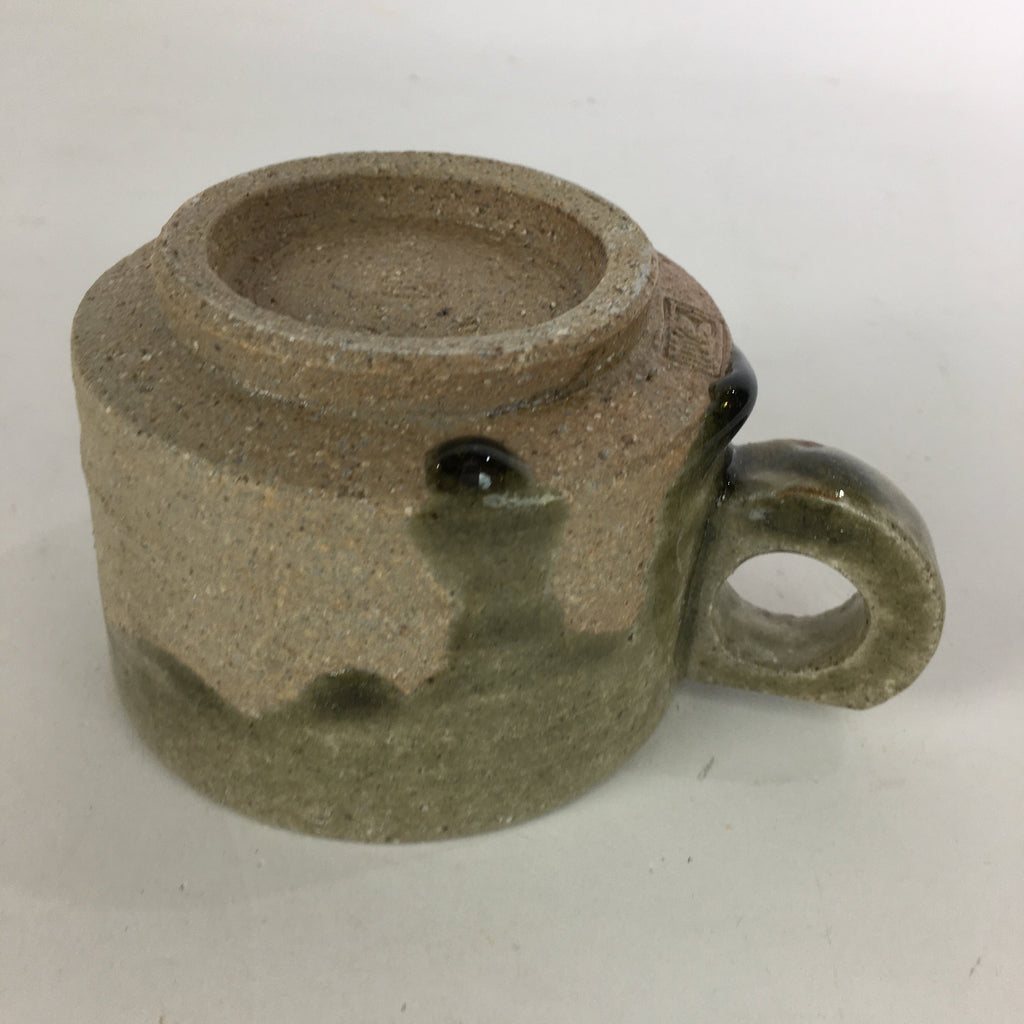 Japanese Ceramic Igayaki Teacup Mug Saucer Vtg Cup Plate Set Green Glaze PP573