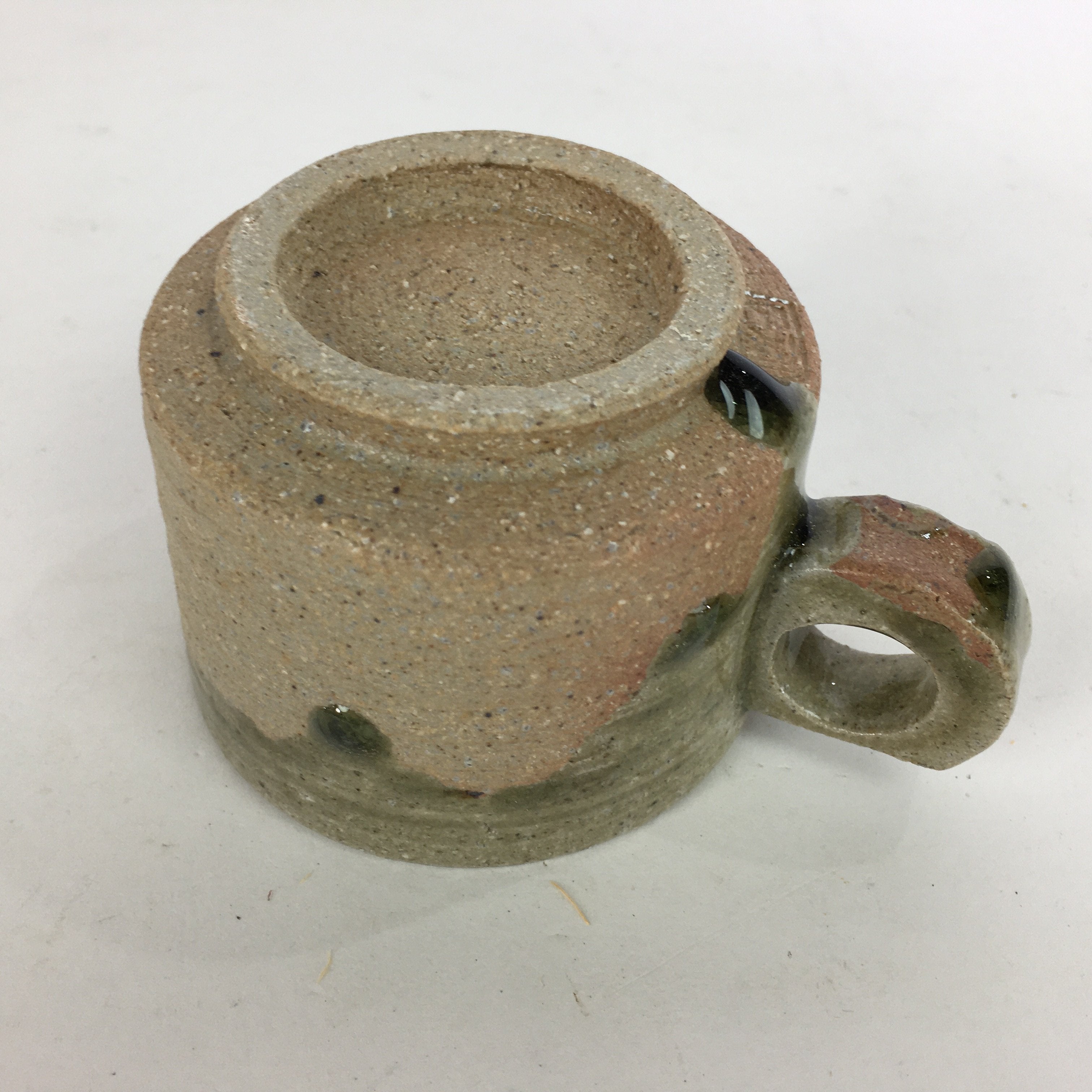 Japanese Ceramic Igayaki Teacup Mug Saucer Vtg Cup Plate Set Green Glaze PP575