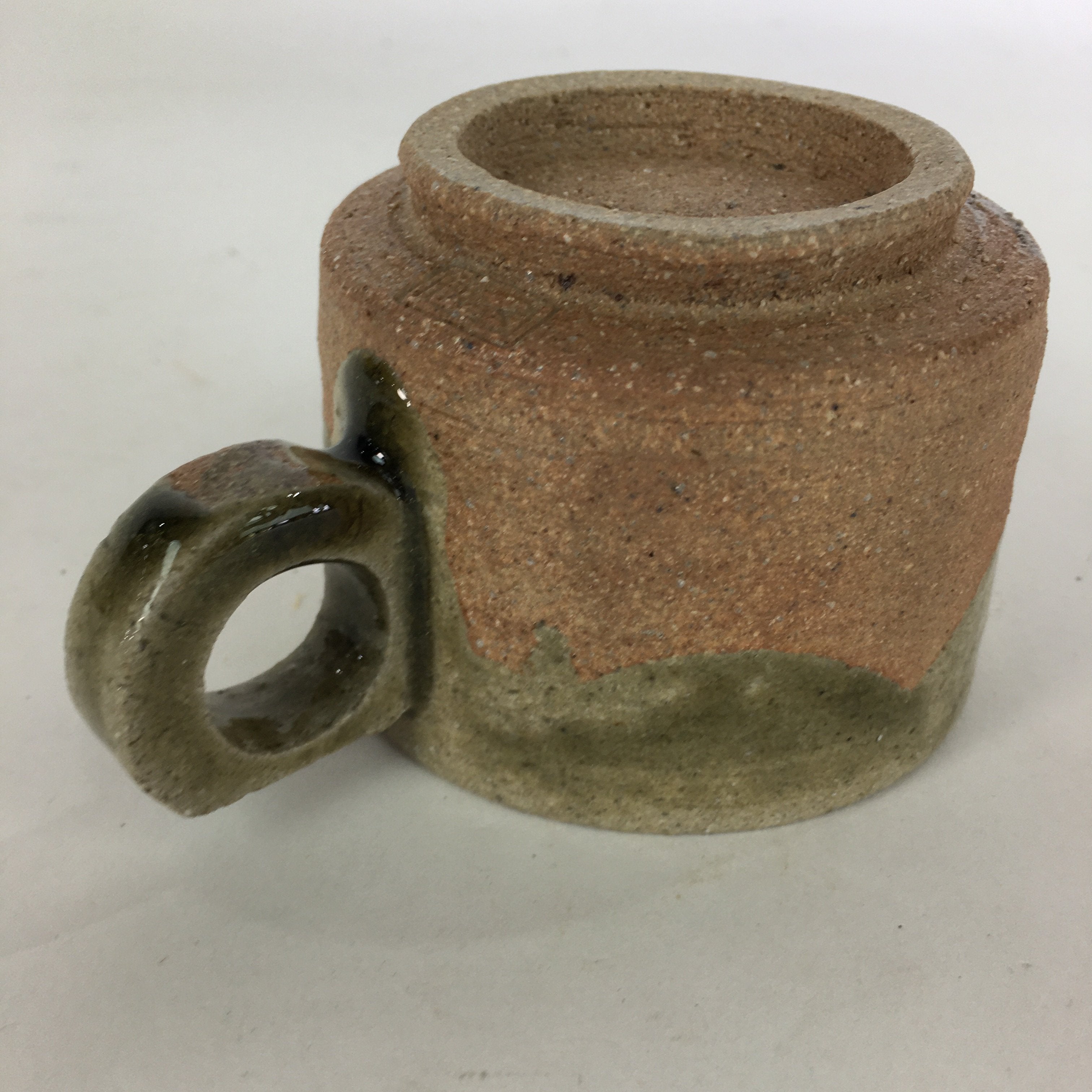 Japanese Ceramic Igayaki Teacup Mug Saucer Vtg Cup Plate Set Green Glaze PP576