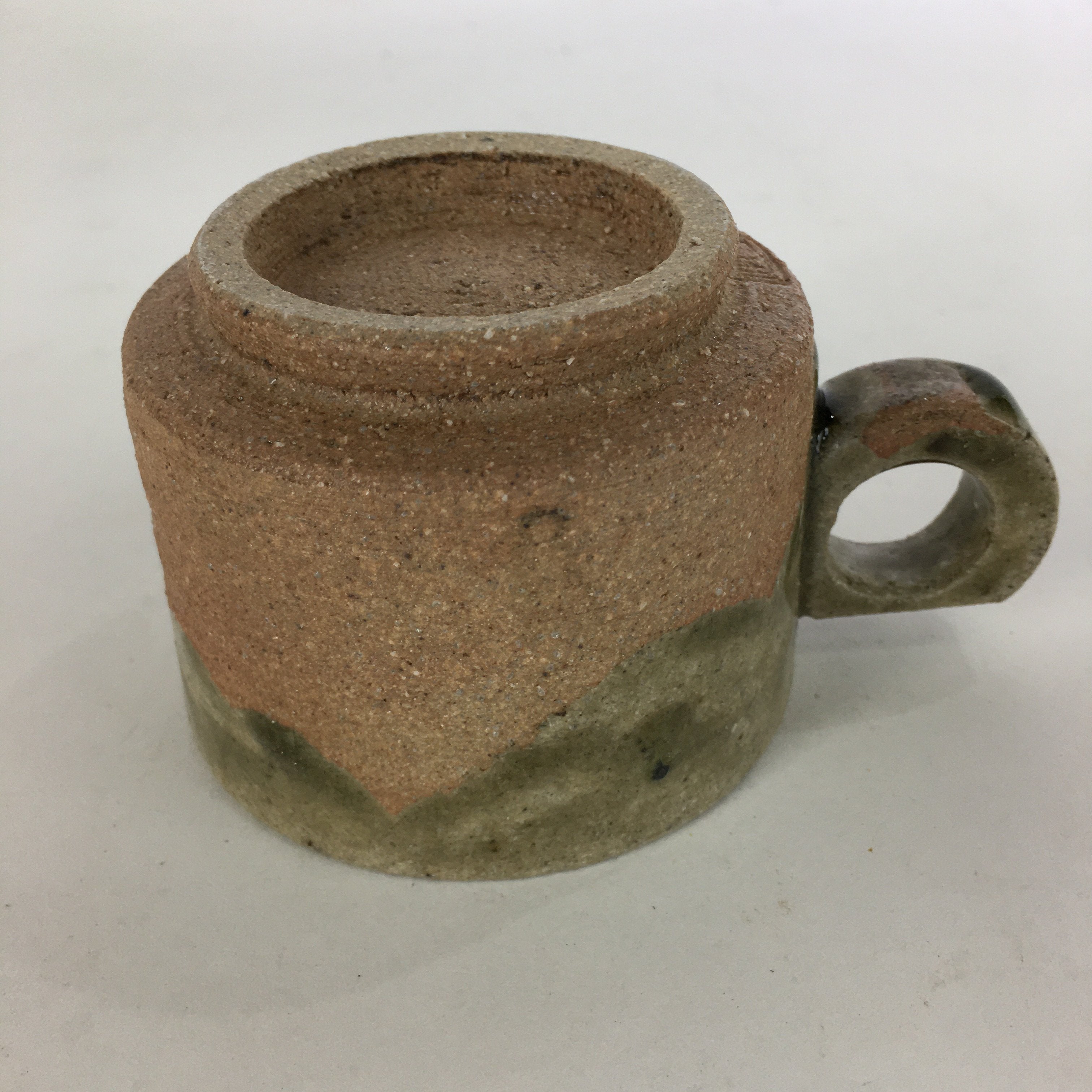 Japanese Ceramic Igayaki Teacup Mug Saucer Vtg Cup Plate Set Green Glaze PP576