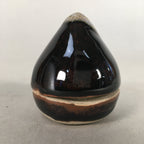 Japanese Ceramic Incense Container Vtg Pottery Kogo Black Tear Drop PP397