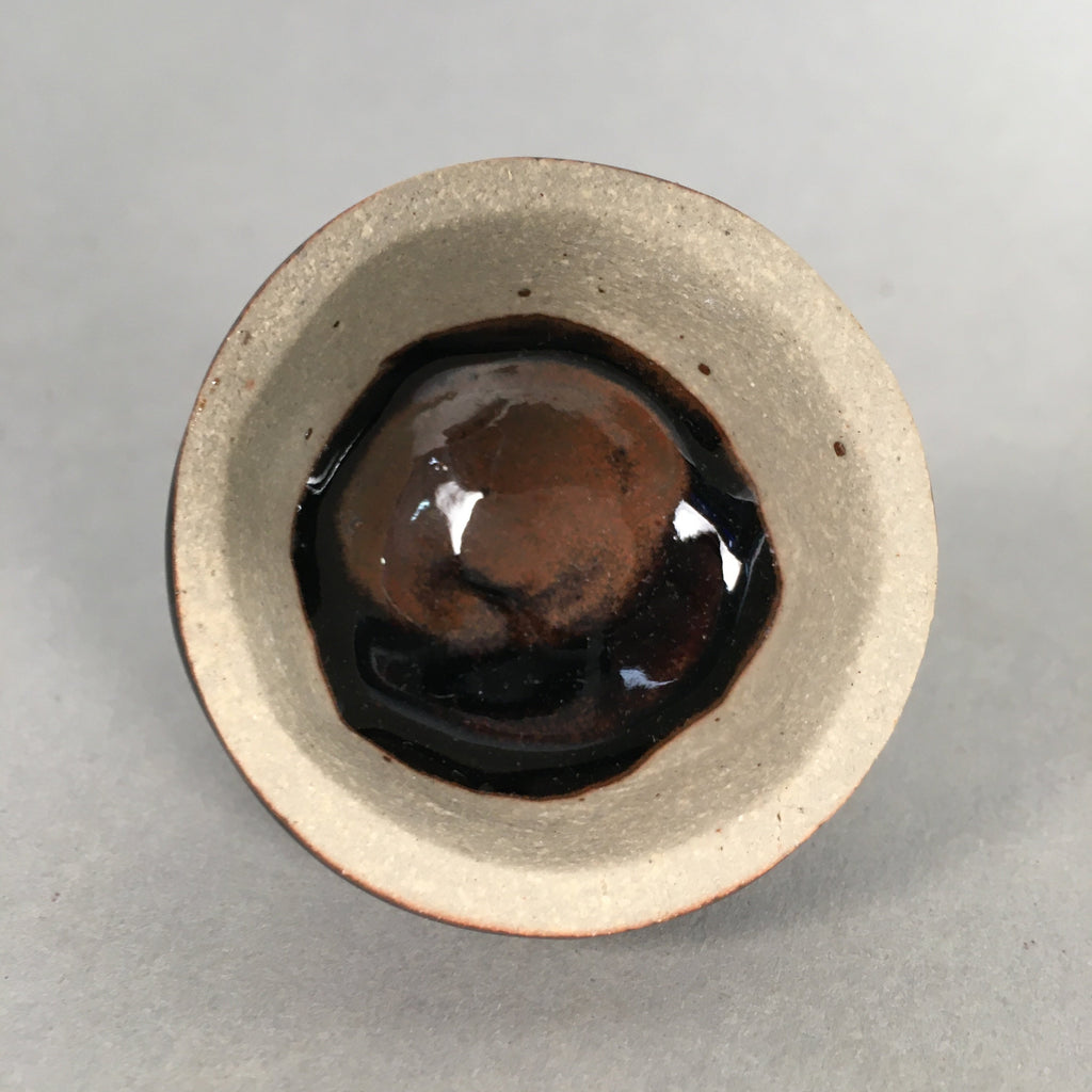 Japanese Ceramic Incense Container Vtg Pottery Kogo Black Tear Drop PP397