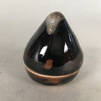 Japanese Ceramic Incense Container Vtg Pottery Kogo Black Tear Drop PP397