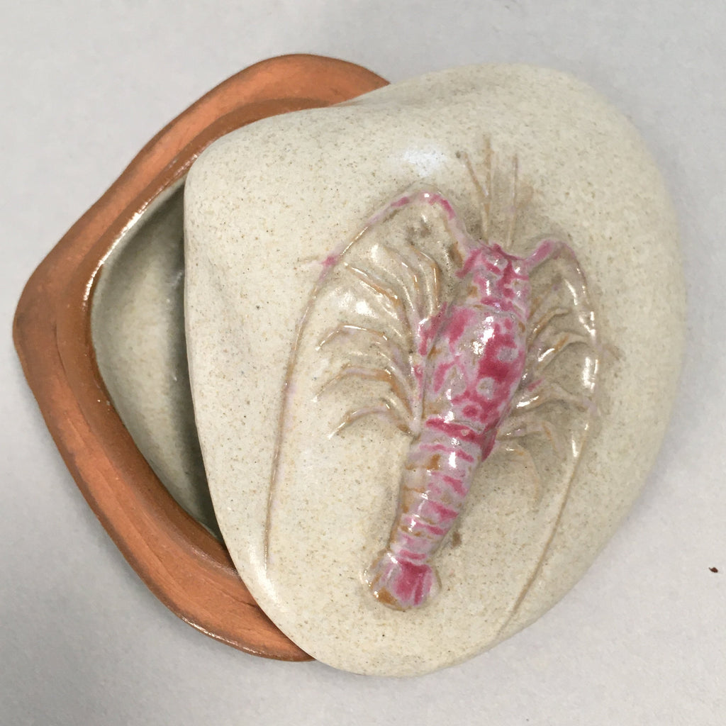 Japanese Ceramic Incense Container Vtg Pottery Kogo Clam Shrimp PP402