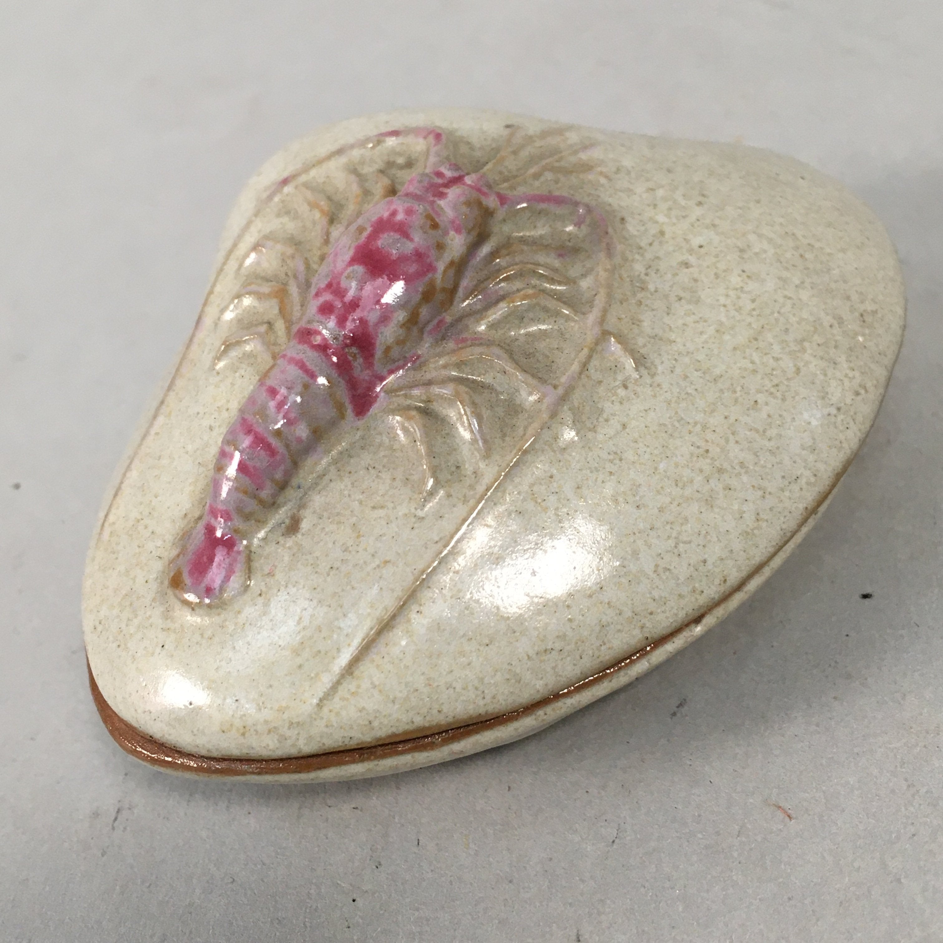 Japanese Ceramic Incense Container Vtg Pottery Kogo Clam Shrimp PP402