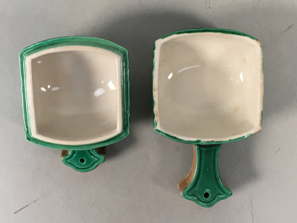 Japanese Ceramic Incense Container Vtg Pottery Kogo Lucky Hammer Green PP409