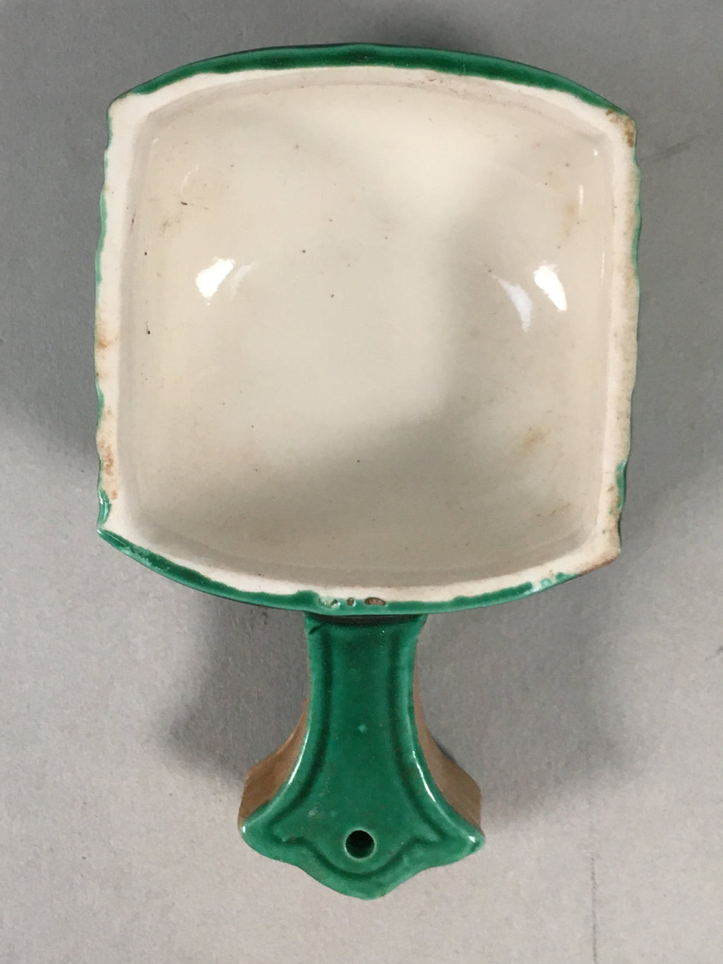 Japanese Ceramic Incense Container Vtg Pottery Kogo Lucky Hammer Green PP409
