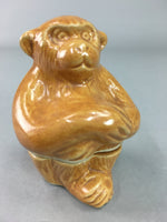 Japanese Ceramic Incense Container Vtg Pottery Kogo Monkey Brown PP60