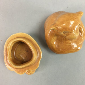 Japanese Ceramic Incense Container Vtg Pottery Kogo Monkey Brown PP60