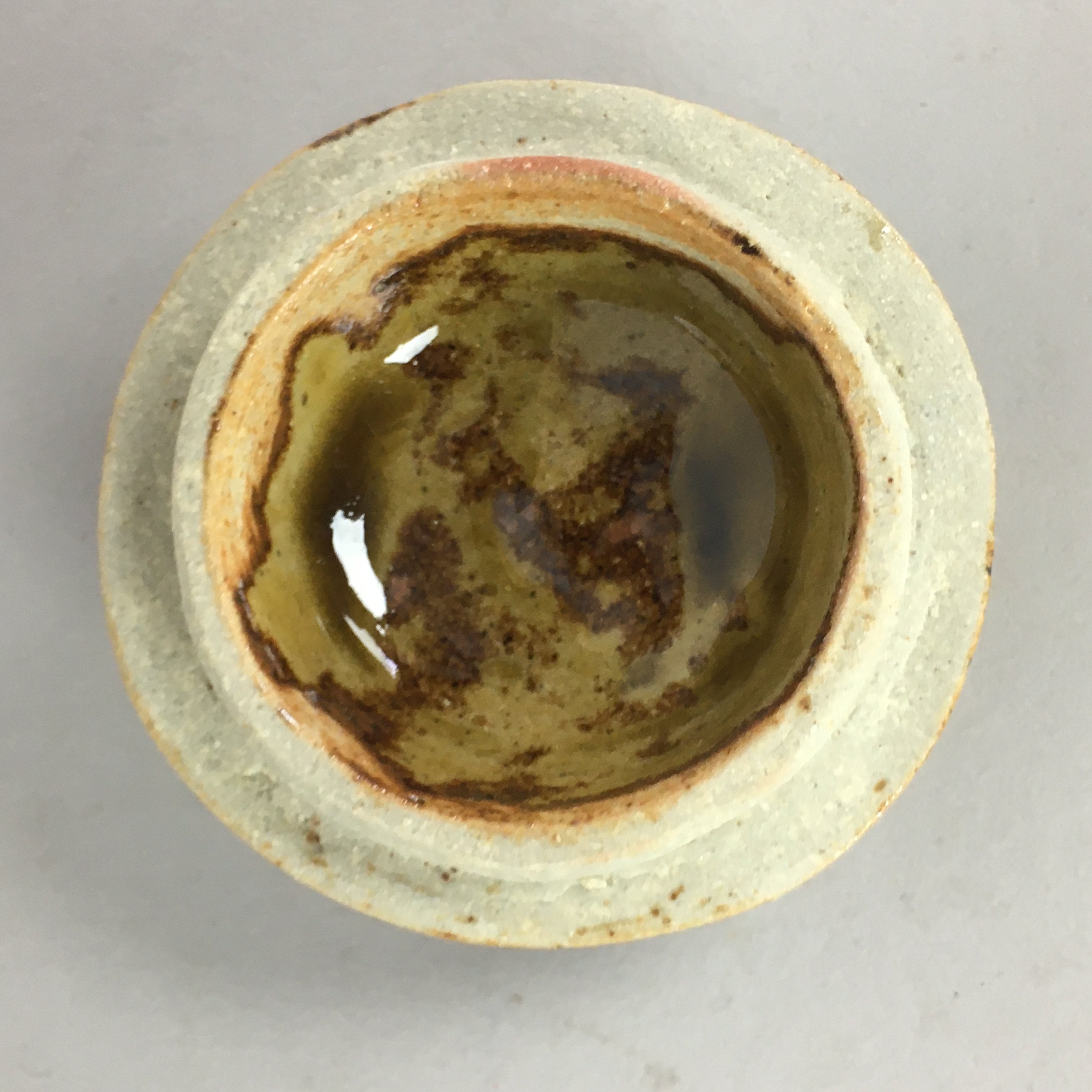 Japanese Ceramic Incense Container Vtg Pottery Kogo Round Double Circle PP496