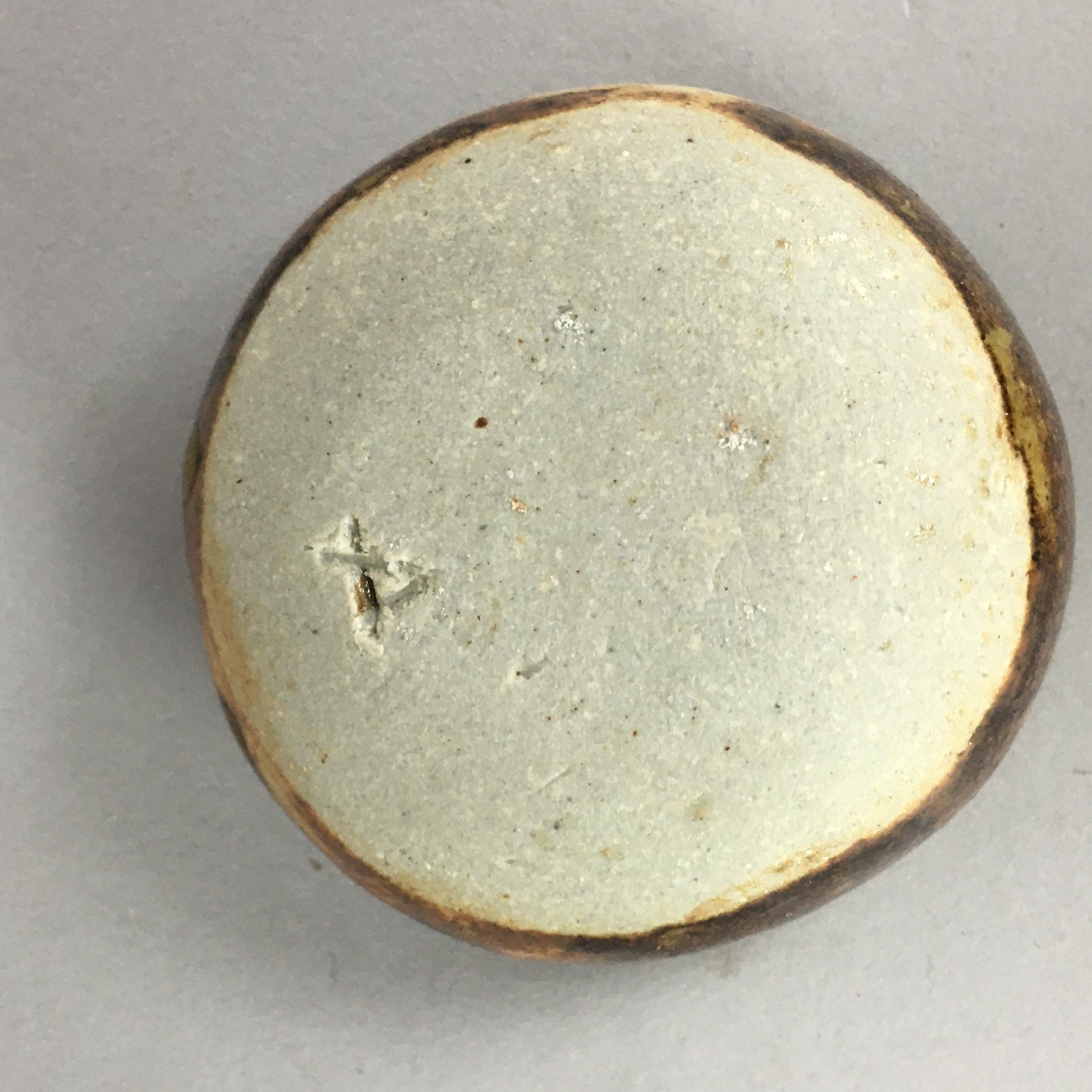 Japanese Ceramic Incense Container Vtg Pottery Kogo Round Double Circle PP496