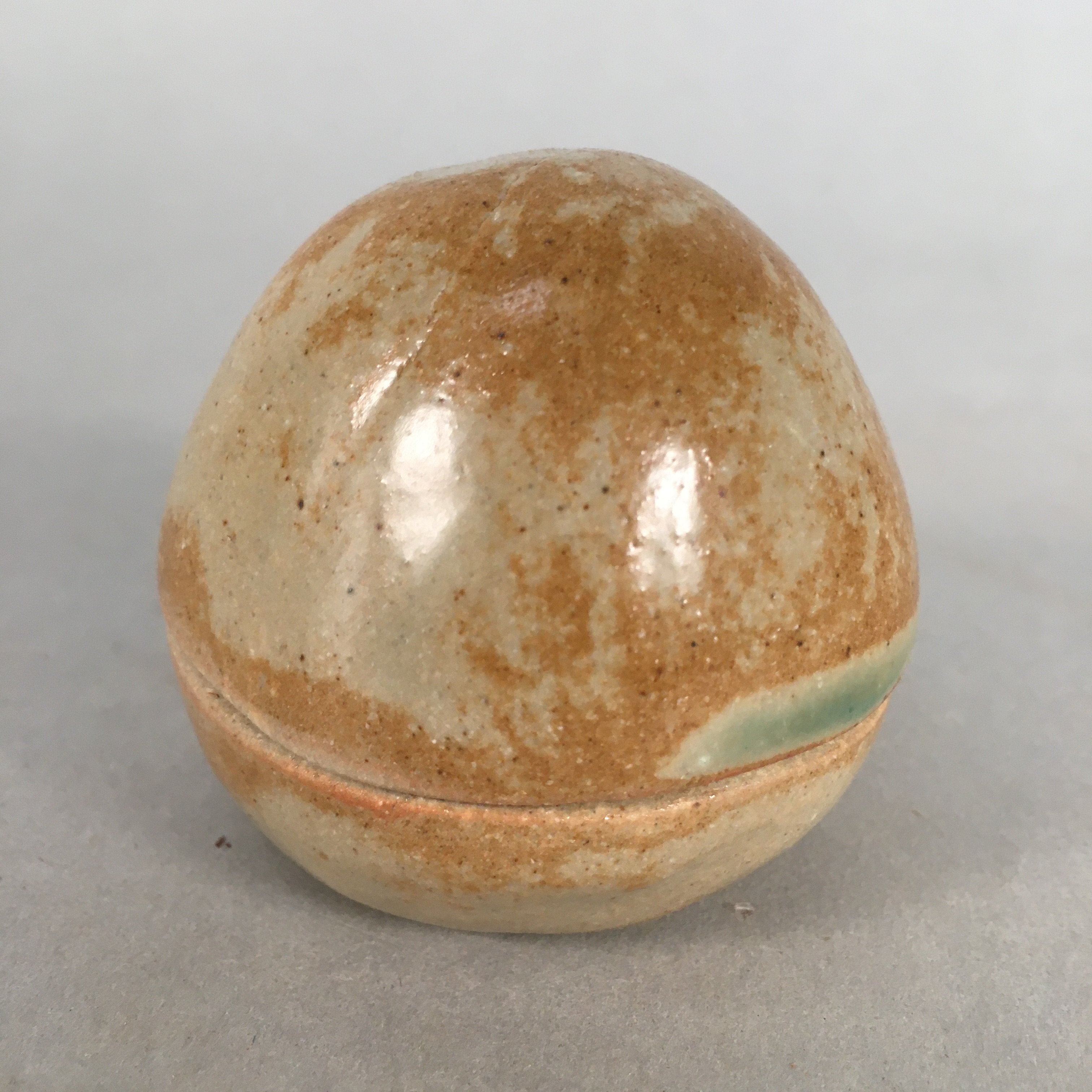 Japanese Ceramic Incense Container Vtg Pottery Kogo Round Ki Seto PP398