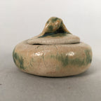 Japanese Ceramic Incense Container Vtg Pottery Kogo Round Oribe PP399