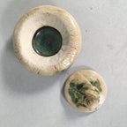 Japanese Ceramic Incense Container Vtg Pottery Kogo Round Oribe PP399