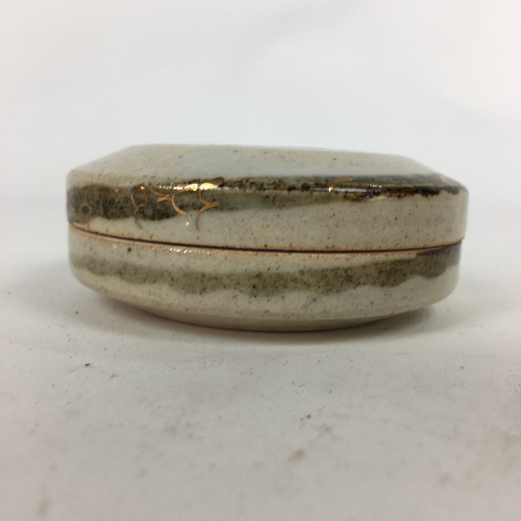 Japanese Ceramic Incense Container Vtg Pottery Kogo Round Zodiac Snake PP778