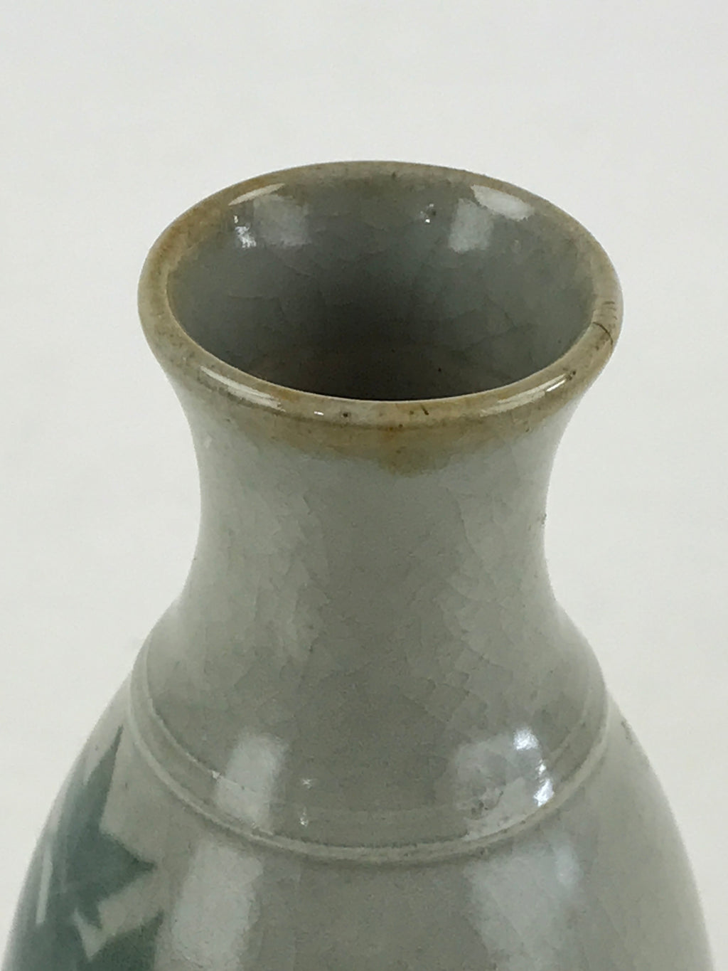 Japanese Ceramic Inuyama Ware Sake Bottle Vtg Pottery Yakimono Tokkuri Gray TS48