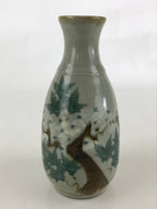 Japanese Ceramic Inuyama Ware Sake Bottle Vtg Pottery Yakimono Tokkuri Gray TS48