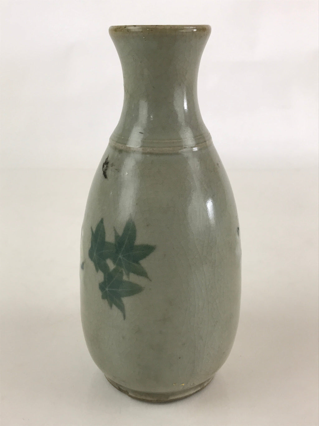 Japanese Ceramic Inuyama Ware Sake Bottle Vtg Pottery Yakimono Tokkuri Gray TS48