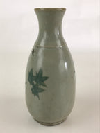 Japanese Ceramic Inuyama Ware Sake Bottle Vtg Pottery Yakimono Tokkuri Gray TS48