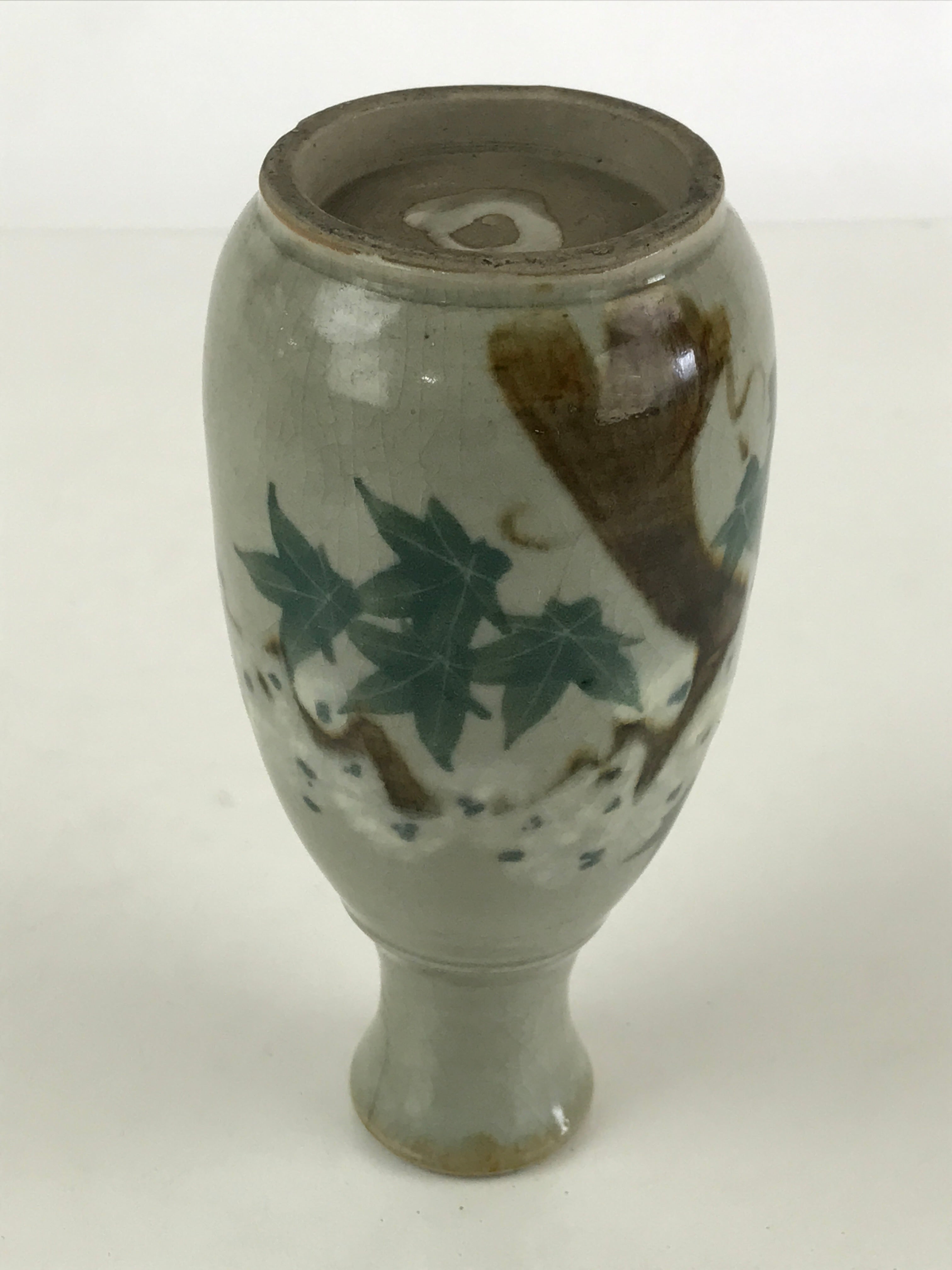 Japanese Ceramic Inuyama Ware Sake Bottle Vtg Pottery Yakimono Tokkuri Gray TS48