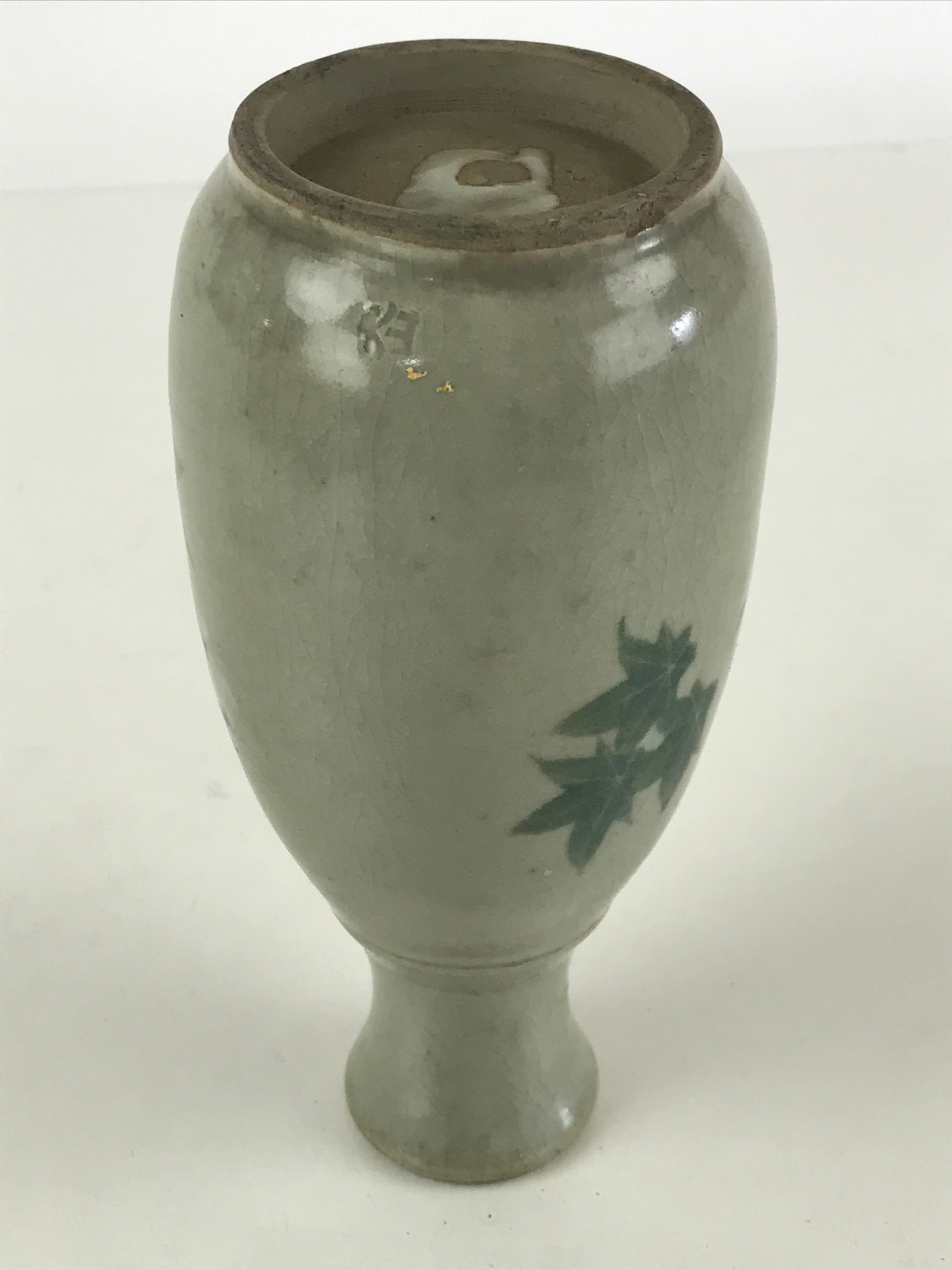 Japanese Ceramic Inuyama Ware Sake Bottle Vtg Pottery Yakimono Tokkuri Gray TS48
