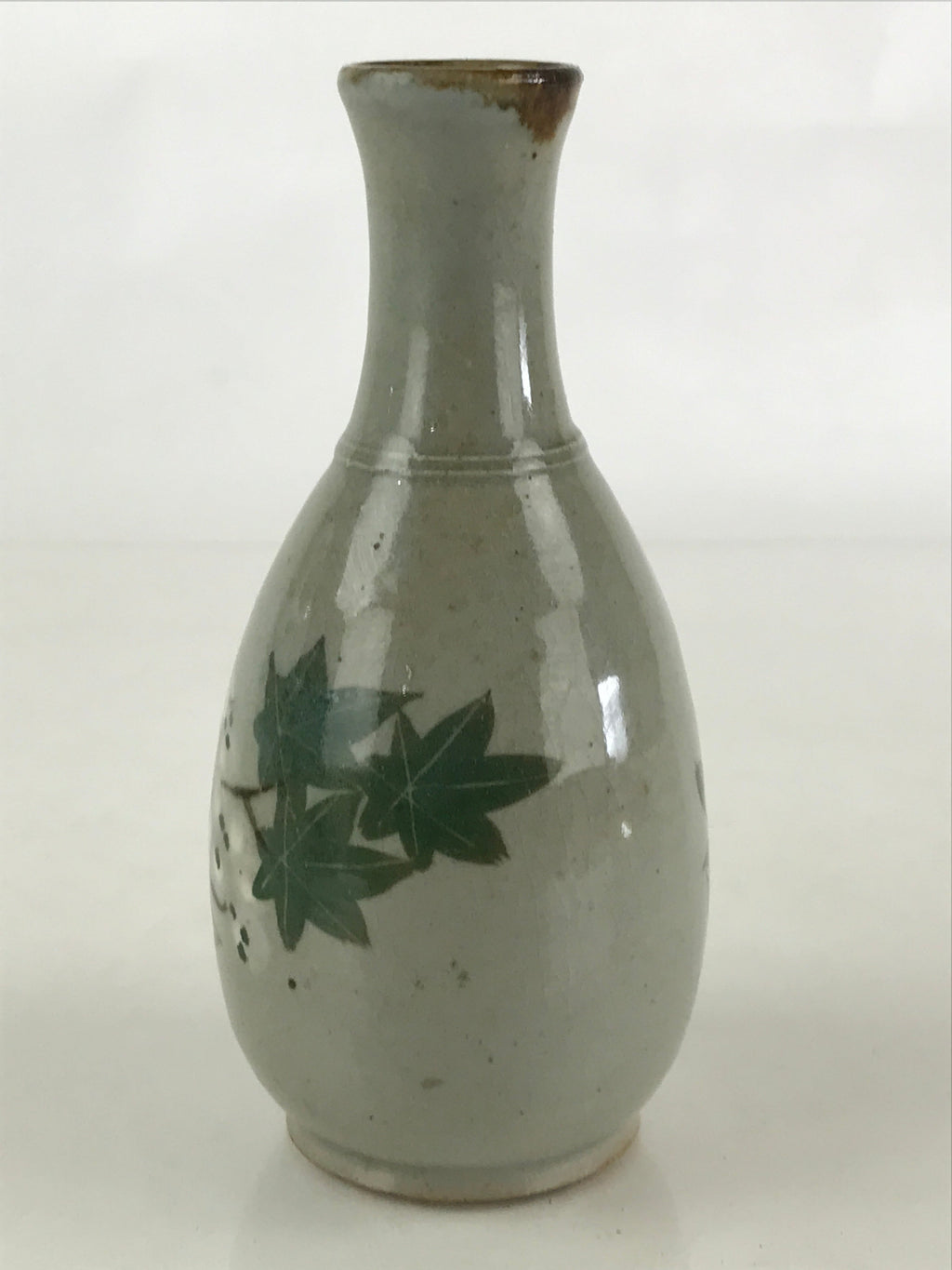 Japanese Ceramic Inuyama Ware Sake Bottle Vtg Pottery Yakimono Tokkuri Gray TS49