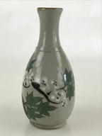 Japanese Ceramic Inuyama Ware Sake Bottle Vtg Pottery Yakimono Tokkuri Gray TS49