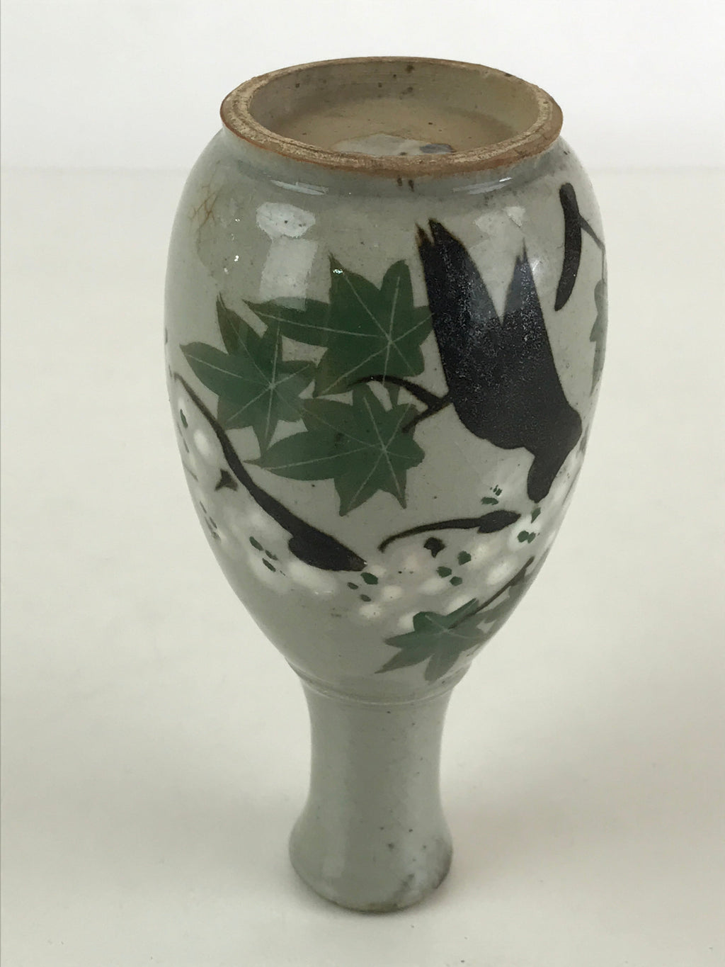 Japanese Ceramic Inuyama Ware Sake Bottle Vtg Pottery Yakimono Tokkuri Gray TS49