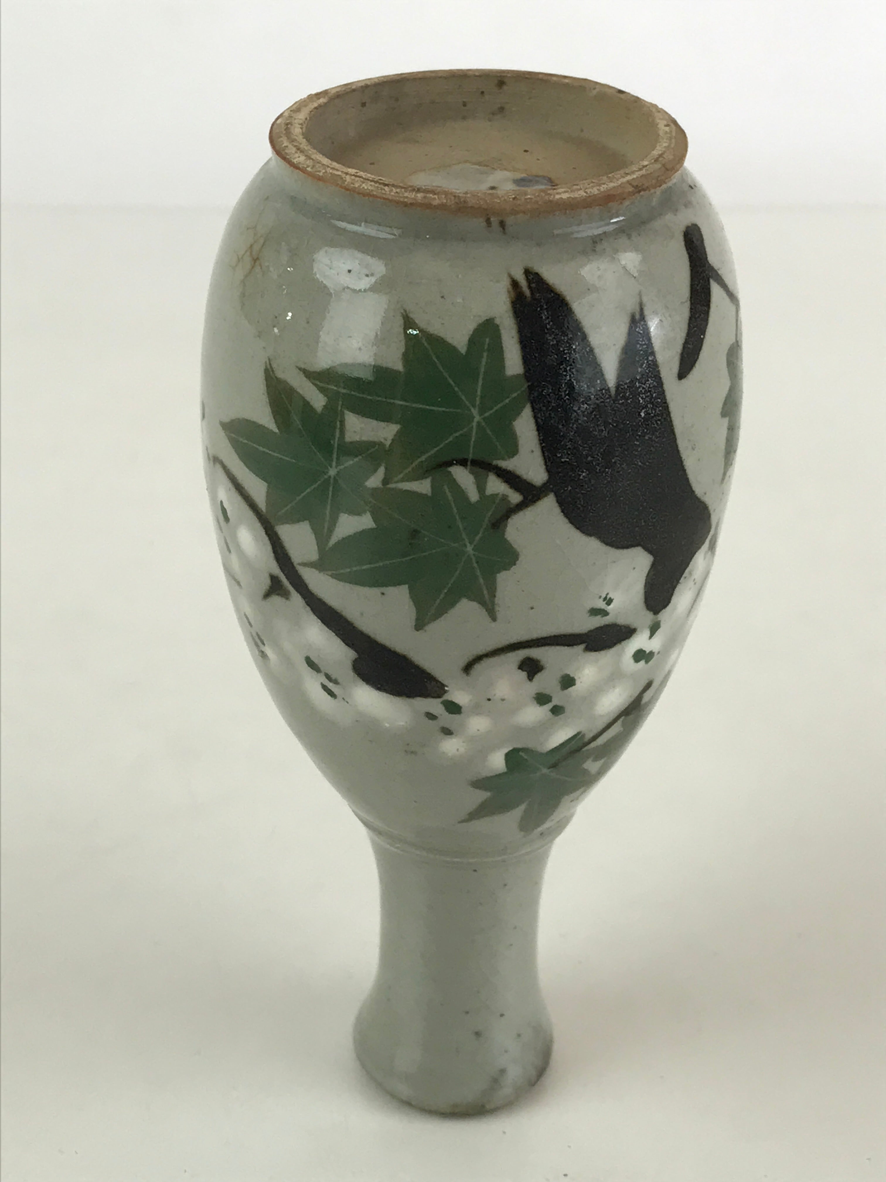 Japanese Ceramic Inuyama Ware Sake Bottle Vtg Pottery Yakimono Tokkuri Gray TS49
