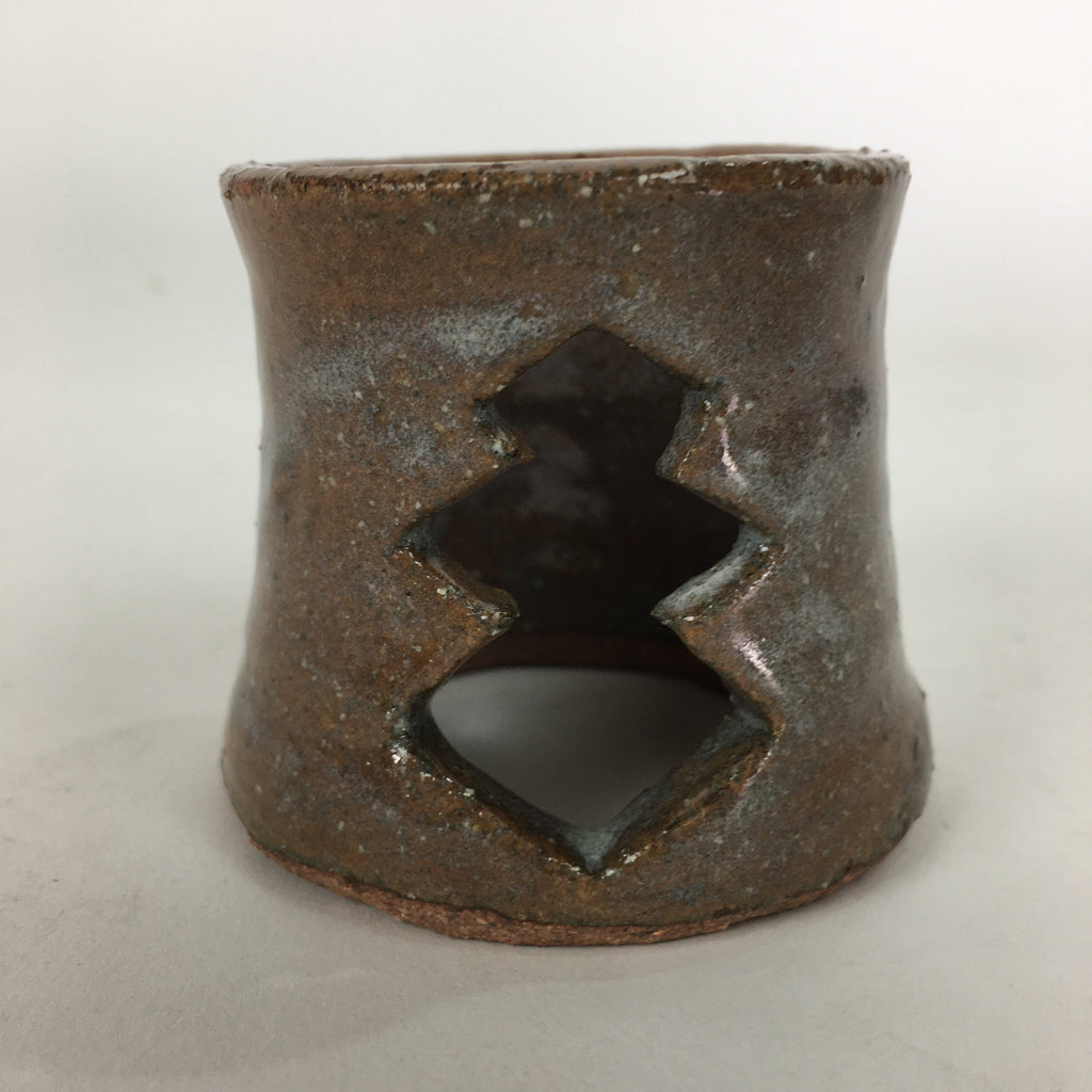 Japanese Ceramic Karatsu Ladle Rest Lid Stand Tea Ceremony Vtg Futaoki Brown TG1