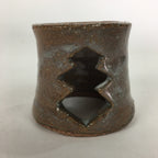 Japanese Ceramic Karatsu Ladle Rest Lid Stand Tea Ceremony Vtg Futaoki Brown TG1