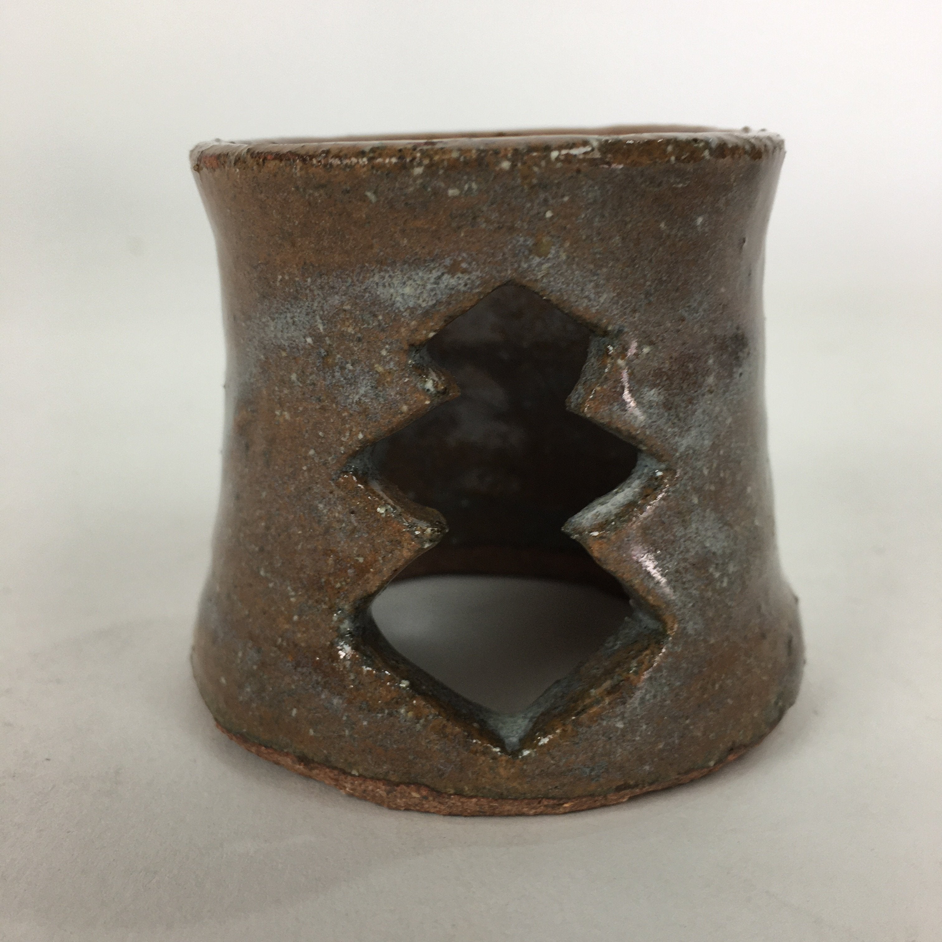 Japanese Ceramic Karatsu Ladle Rest Lid Stand Tea Ceremony Vtg Futaoki Brown TG1