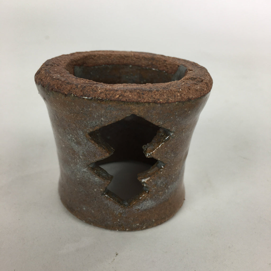 Japanese Ceramic Karatsu Ladle Rest Lid Stand Tea Ceremony Vtg Futaoki Brown TG1