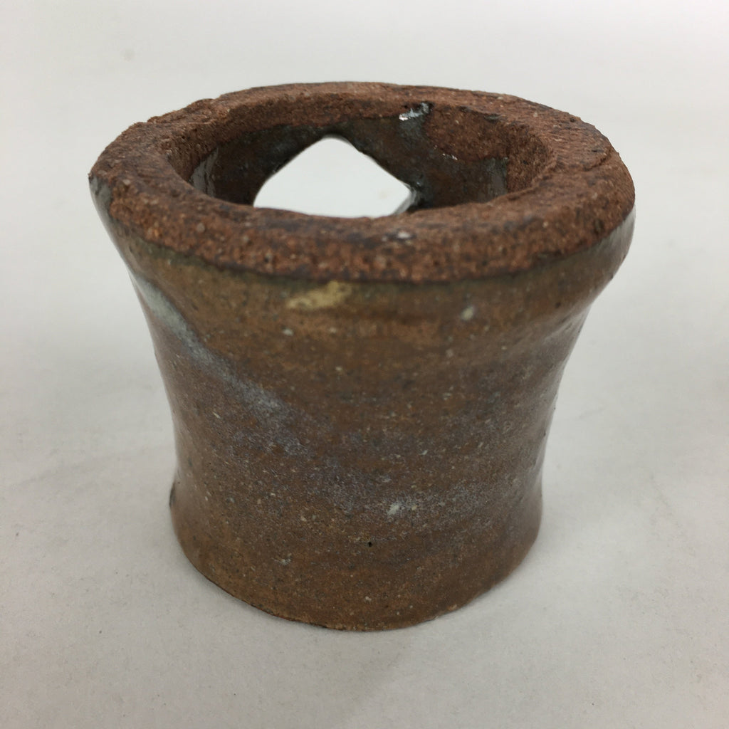 Japanese Ceramic Karatsu Ladle Rest Lid Stand Tea Ceremony Vtg Futaoki Brown TG1