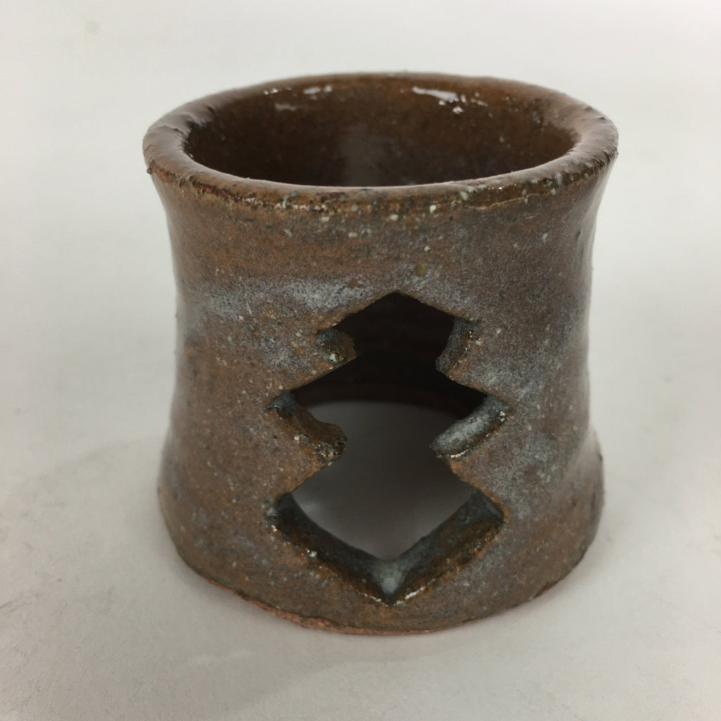Japanese Ceramic Karatsu Ladle Rest Lid Stand Tea Ceremony Vtg Futaoki Brown TG1