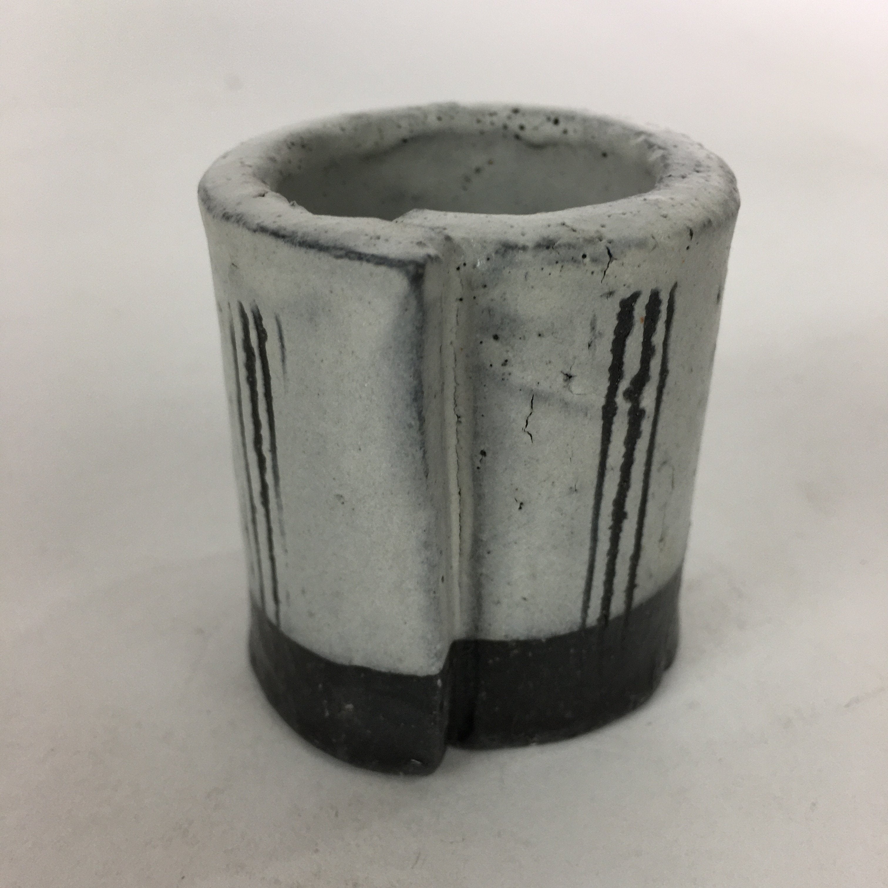 Japanese Ceramic Karatsu Ladle Rest Lid Stand Tea Ceremony Vtg Futaoki White TG1
