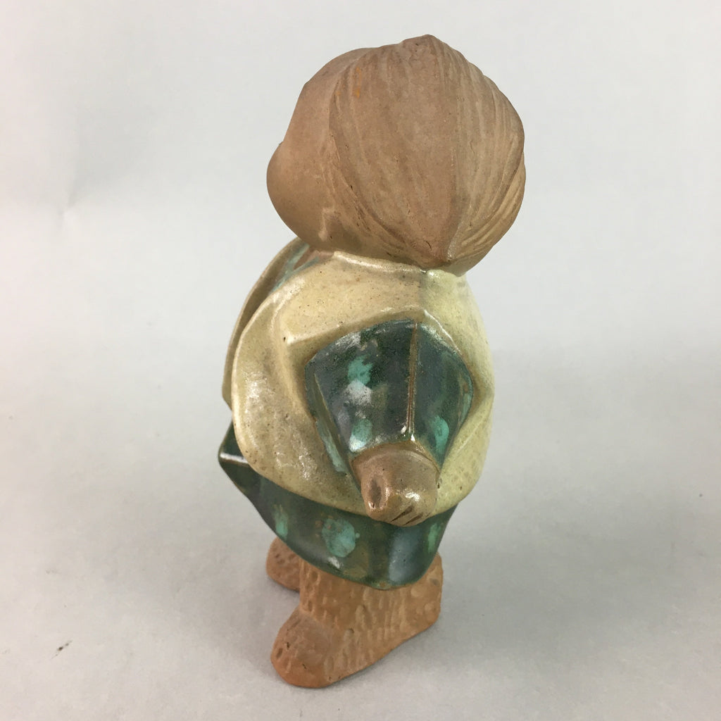 Japanese Ceramic Kimono Child Statue Tokoname ware Vtg Pottery Okimono BD533