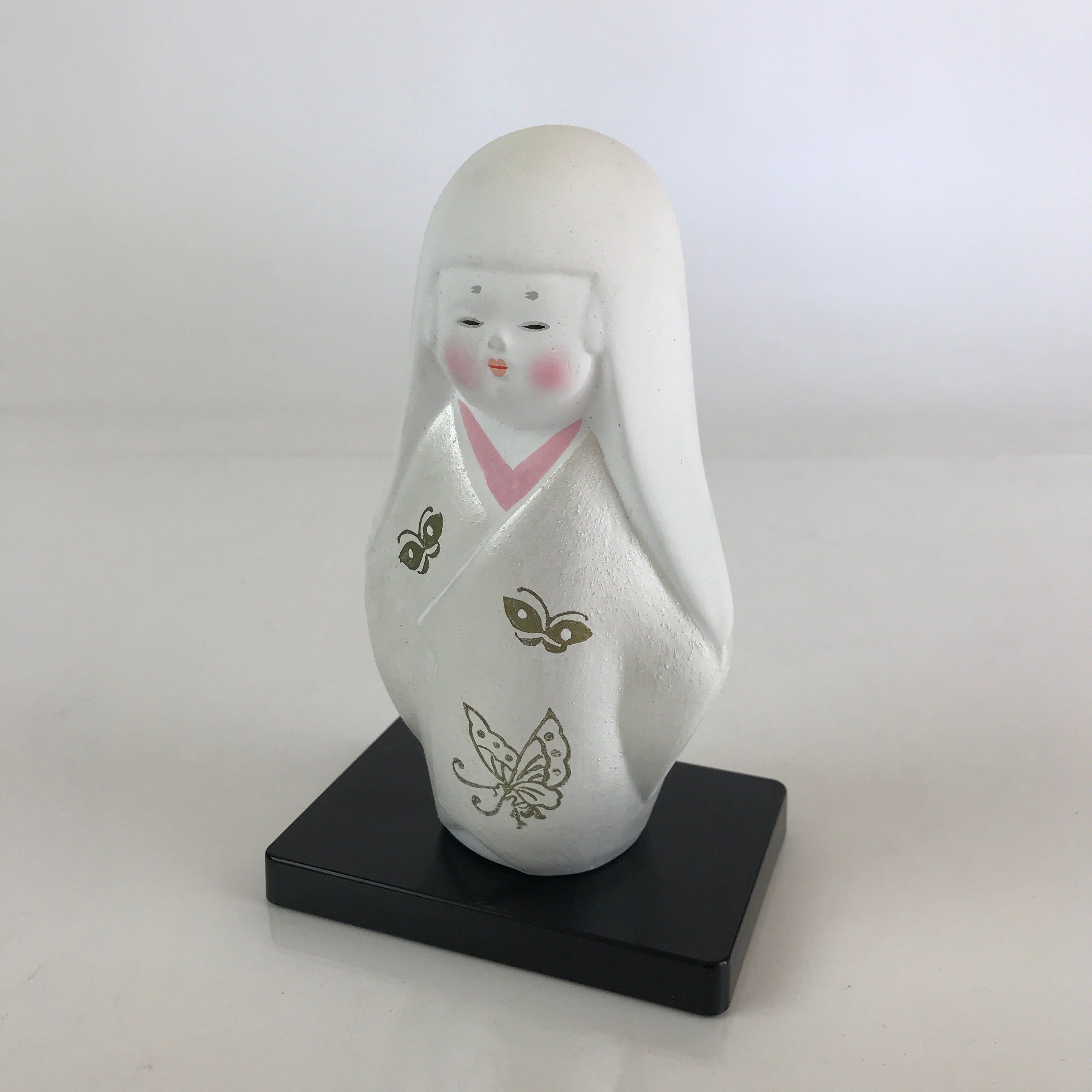 Japanese Ceramic Kimono Girl Doll Vtg Figurine Okimono White PX643
