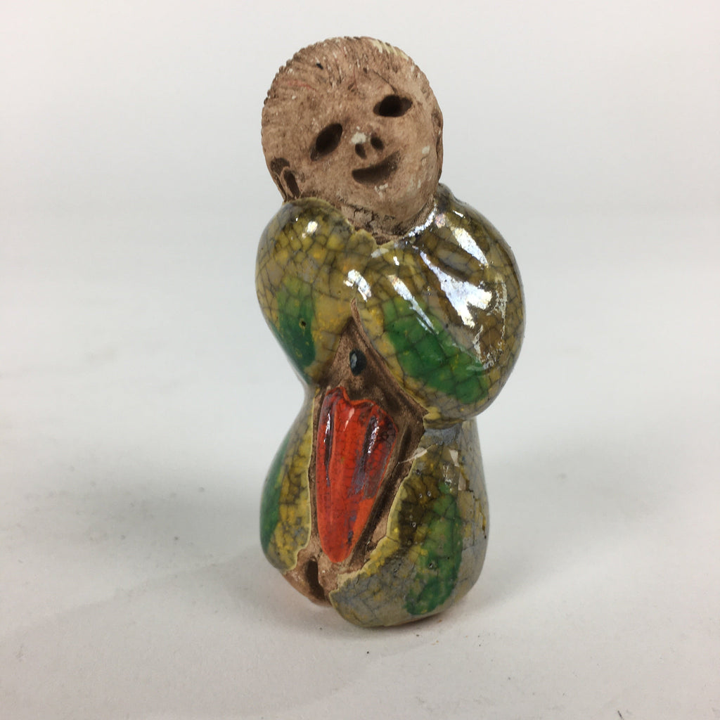 Japanese Ceramic Kimono Lady Doll Figurine Vtg Pottery Yellow Green Kimono KF571
