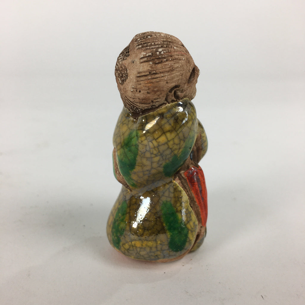 Japanese Ceramic Kimono Lady Doll Figurine Vtg Pottery Yellow Green Kimono KF571