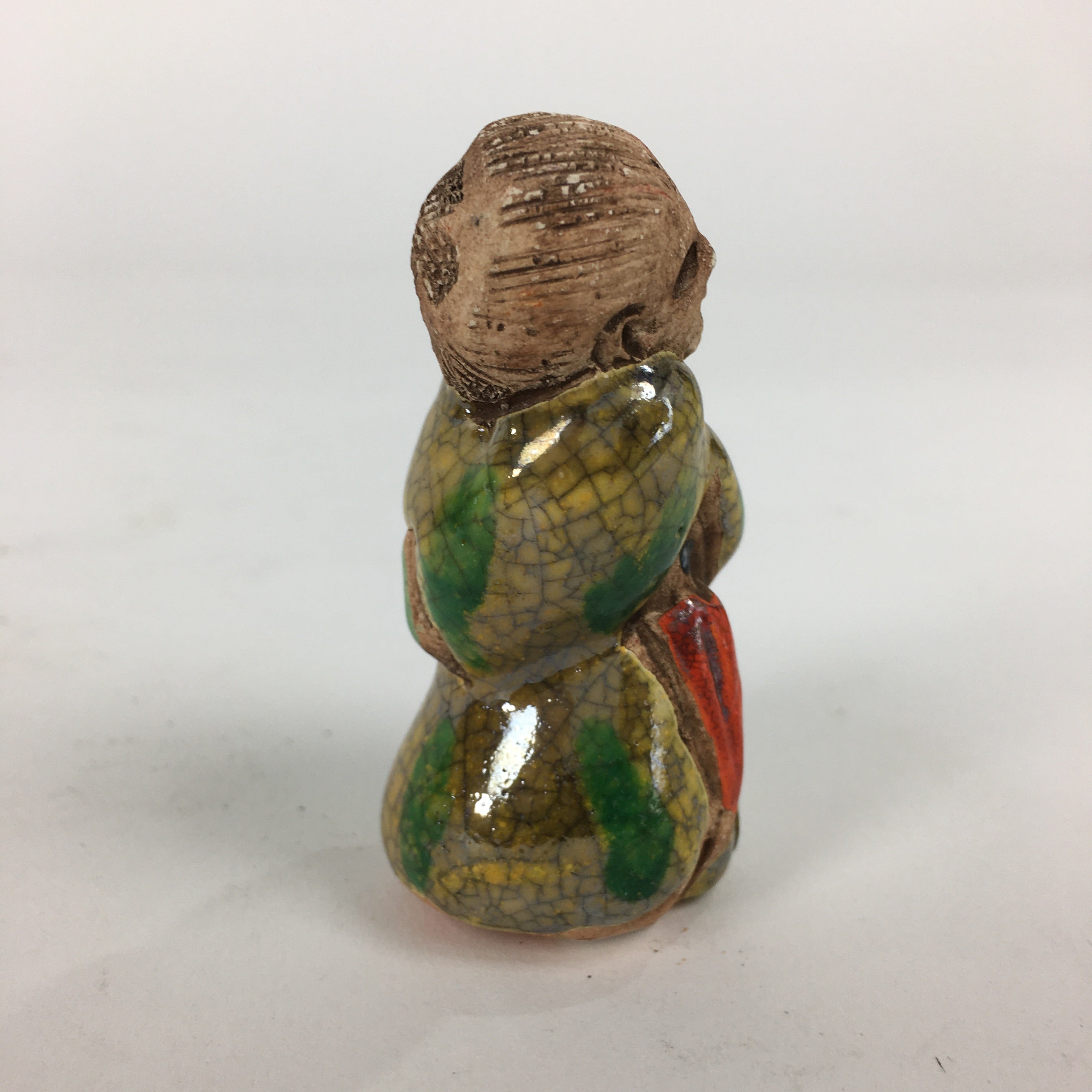 Japanese Ceramic Kimono Lady Doll Figurine Vtg Pottery Yellow Green Kimono KF571