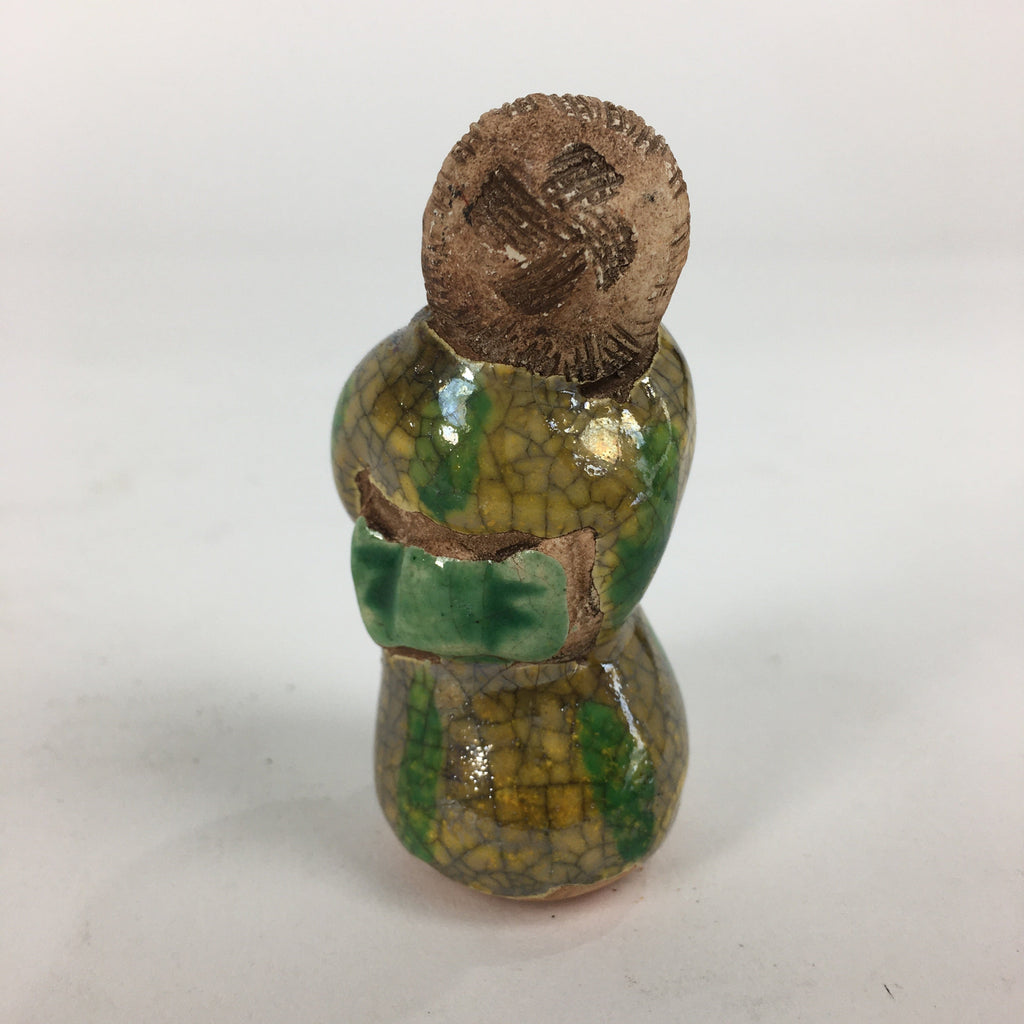 Japanese Ceramic Kimono Lady Doll Figurine Vtg Pottery Yellow Green Kimono KF571